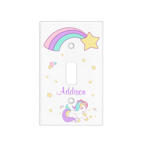 Cute Custom Personalized Magical Rainbow Unicorn Light Switch Cover