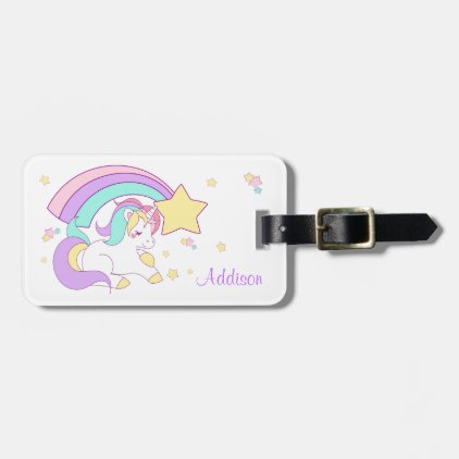 Cute Custom Personalized Magical Rainbow Unicorn Luggage Tag