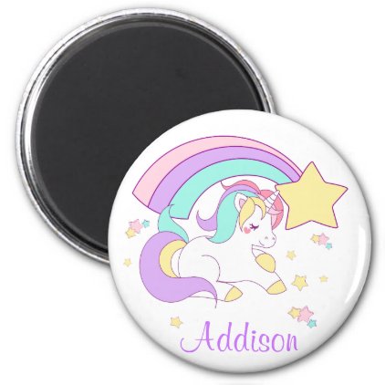Cute Custom Personalized Magical Rainbow Unicorn Magnet