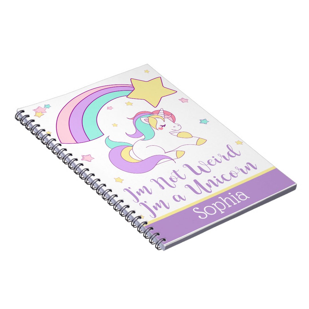 Cute Custom Personalized Magical Rainbow Unicorn Notebook | Zazzle