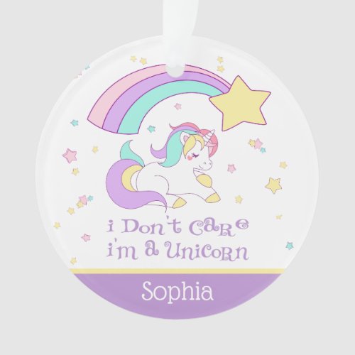 Cute Custom Personalized Magical Rainbow Unicorn Ornament
