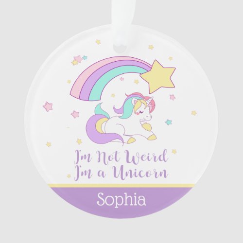 Cute Custom Personalized Magical Rainbow Unicorn Ornament