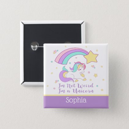Cute Custom Personalized Magical Rainbow Unicorn Pinback Button