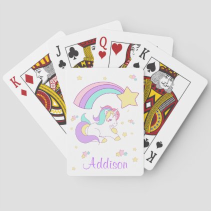 Cute Custom Personalized Magical Rainbow Unicorn Playing Cards