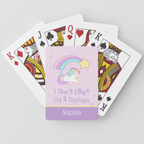 Cute Custom Personalized Magical Rainbow Unicorn Poker Cards