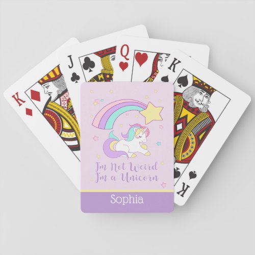 Cute Custom Personalized Magical Rainbow Unicorn Poker Cards