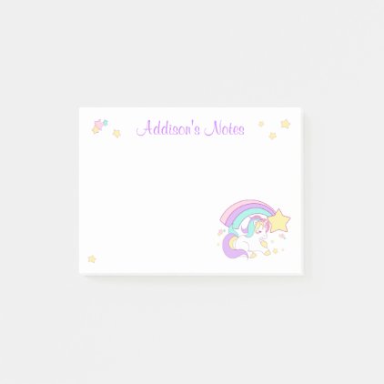 Cute Custom Personalized Magical Rainbow Unicorn Post-it Notes