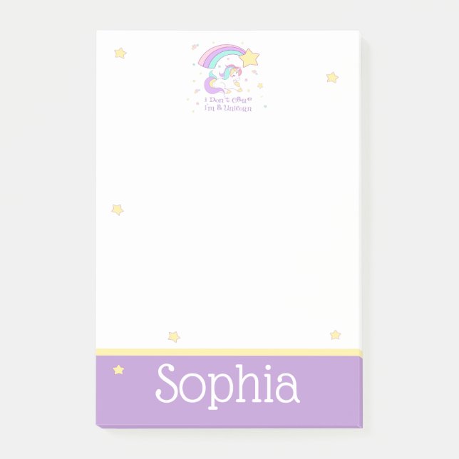Cute Custom Personalized Magical Rainbow Unicorn Post-it Notes (Front)