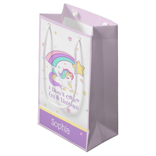 Cute Custom Personalized Magical Rainbow Unicorn Small Gift Bag