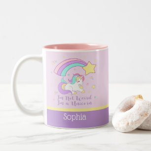 Cute Custom Personalized Magical Rainbow Unicorn Two-Tone Coffee Mug
