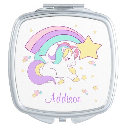 Cute Custom Personalized Magical Rainbow Unicorn Vanity Mirror