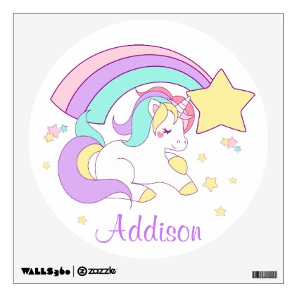 Cute Custom Personalized Magical Rainbow Unicorn Wall Sticker