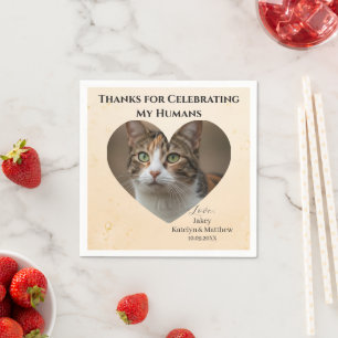 Cute Custom Pet Cat Photo Thank You Drink Wedding Napkins