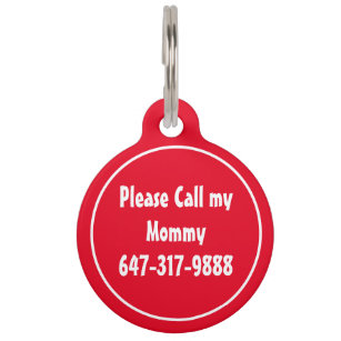 Cute Custom Pet Dog Name Mom's Phone # Red  Pet ID Tag