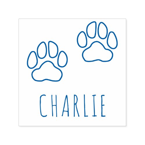 Cute Custom Pet Name Charlie  Paw Prints Outline Self_inking Stamp