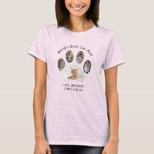 Cute Custom Pet Photo Collage Best Cat Mom T-Shirt