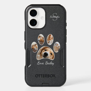 Cute Custom Pet Photo Collage Monogram iPhone 16 Case