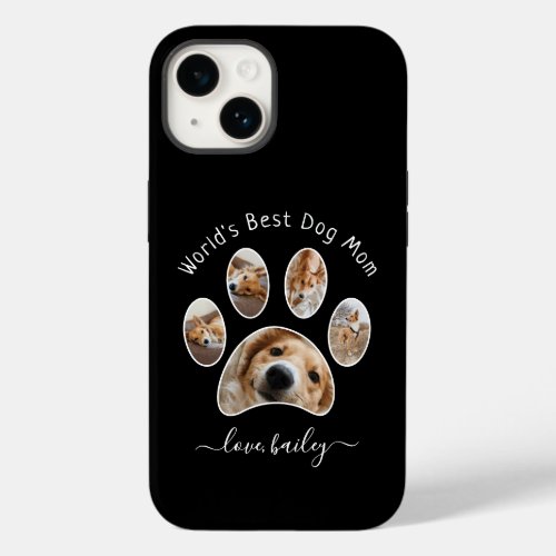 Cute Custom Pet Photo Collage Worlds Best Dog Mom Case_Mate iPhone 14 Case