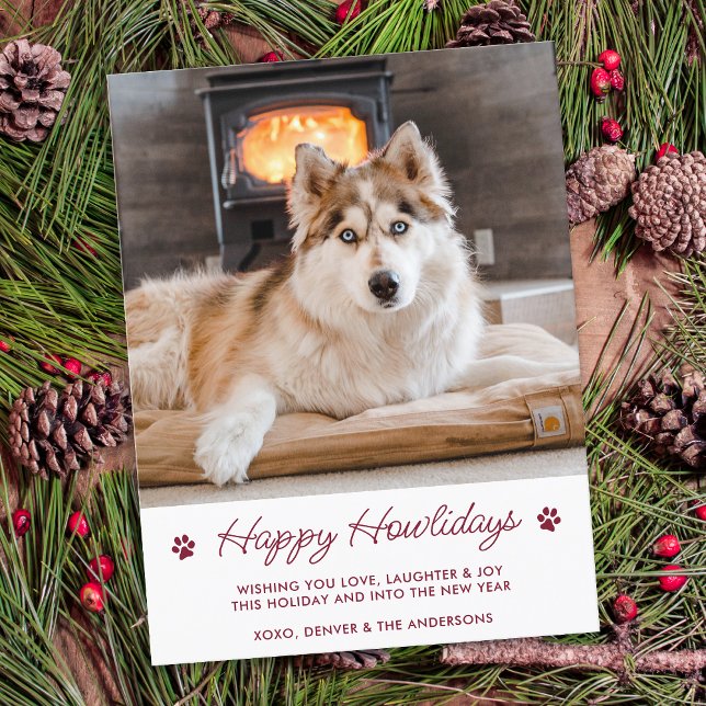Cute Custom Pet Photo Happy Holidays From The Dog Holiday Postcard (Creator Uploaded)