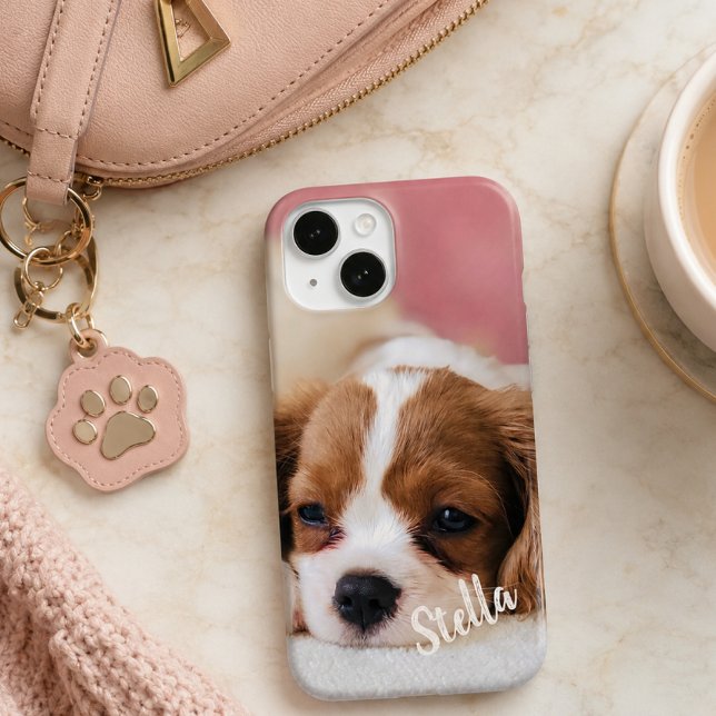 Cute Custom Pet Photo with Personalized Name Case-Mate iPhone Case (Creator Uploaded)