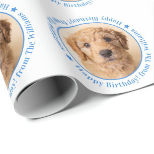 Cute Custom Photo Dog Birthday Wrapping Paper