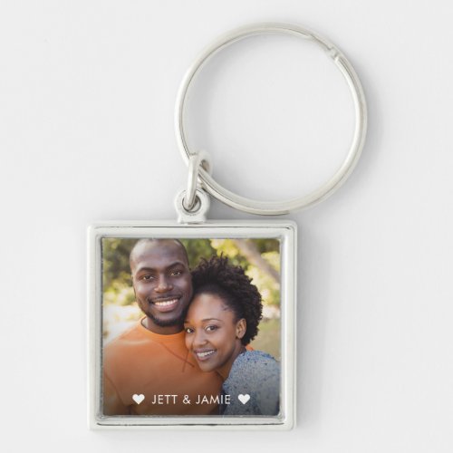 Cute Custom Photo Heart Love Couple Small Gift Keychain