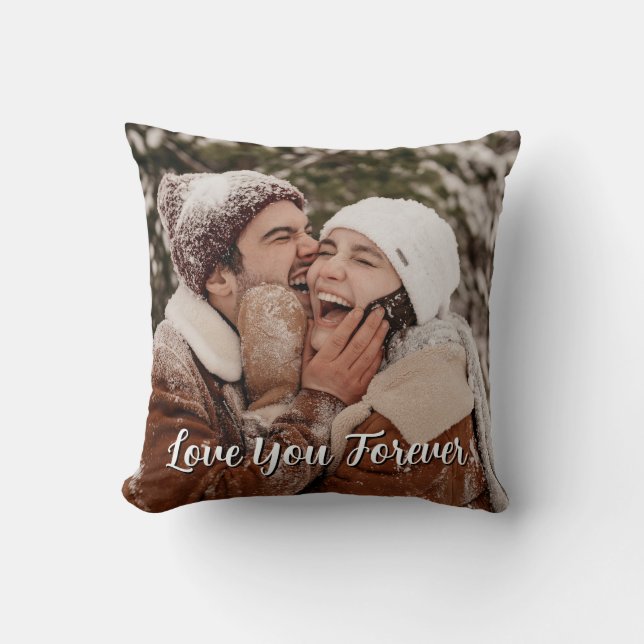 Cute Custom Photo Keepsake COUPLE Gift Throw Pill Throw Pillow (Front)