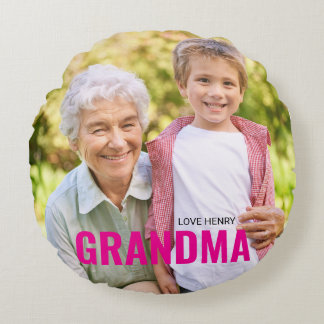 Cute Custom Photo Keepsake GRANDMA Gift Round Pillow