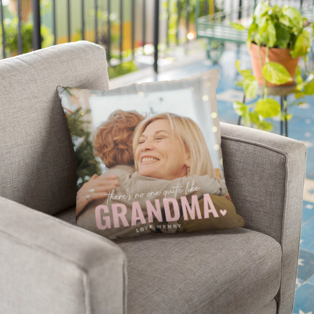 Cute Custom Photo Keepsake GRANDMA Gift Throw Pillow (Creator Uploaded)