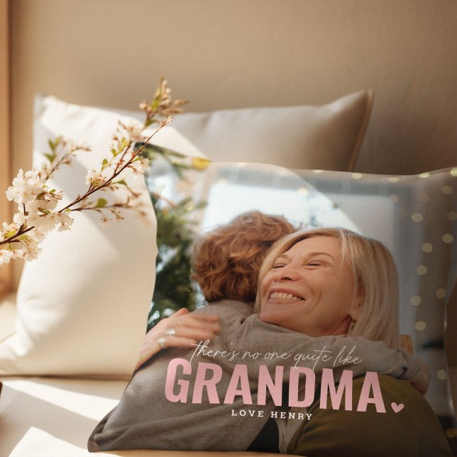 Cute Custom Photo Keepsake GRANDMA Gift Throw Pillow (Creator Uploaded)