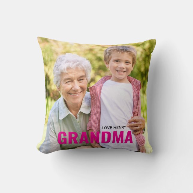Cute Custom Photo Keepsake GRANDMA Gift  Throw Pillow (Front)