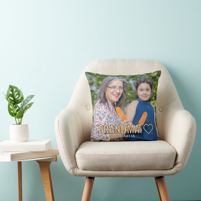 Cute Custom Photo Keepsake GRANDMA Mother's Day Throw Pillow (Creator Uploaded)