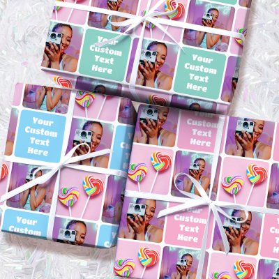 Cute Custom Photo Modern Retro 3 Set Wrapping Paper Sheets