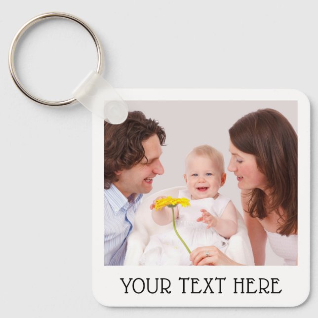 Cute Custom Photo & Name Text Aluminum  Keychain (Front)
