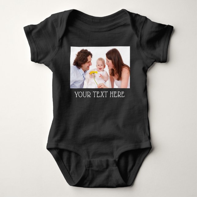 Cute Custom Photo & Name Text Baby Bodysuit (Front)