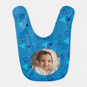 Cute Custom Photo New Born Blue Photo Baby Bib