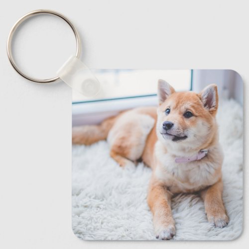 Cute Custom Photo Pet Dog Name Keychain