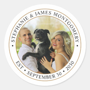 Cute Custom Photo Pet Wedding Classic Round Sticker