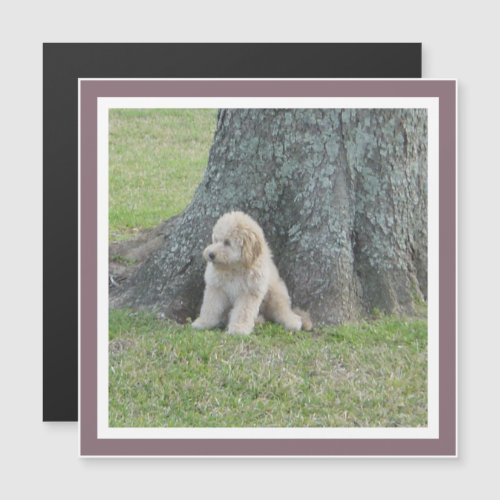 Cute Custom Photo Square Template Purple Magnet