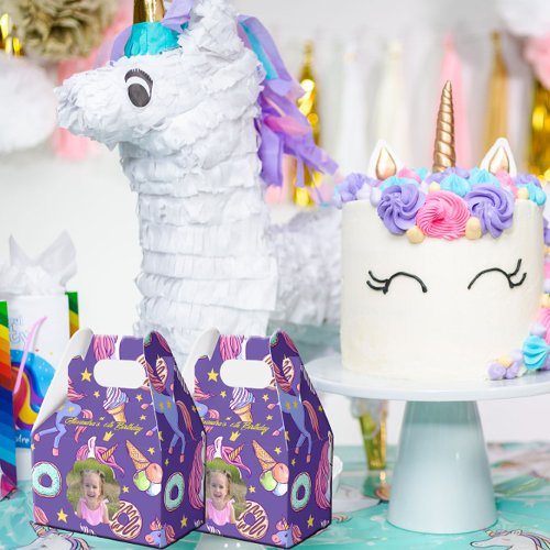 Cute Custom Photo Unicorns Donuts  Ice Cream Favor Boxes