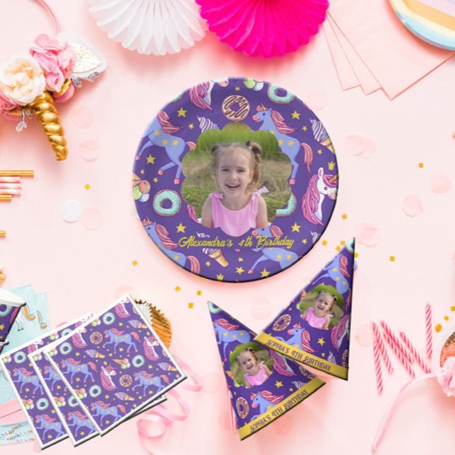 Cute Custom Photo Unicorns, Donuts & Ice Cream Paper Plates (Creator Uploaded)