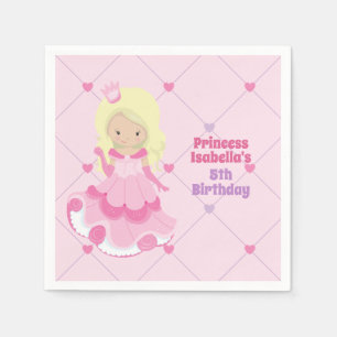 Cute Custom Pink Princess Birthday Party Napkins