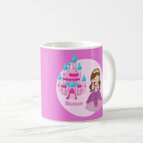 Cute Custom Pink Princess Castle Fairy Tale Coffee Mug