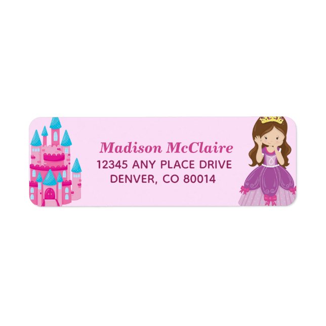 Cute Custom Pink Princess Castle Fairy Tale Label (Front)