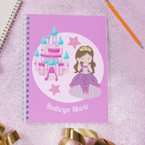 Cute Custom Pink Princess Castle Fairy Tale Notebook