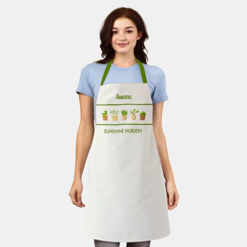 Cute Custom Plant Nursery Business Gardening Apron