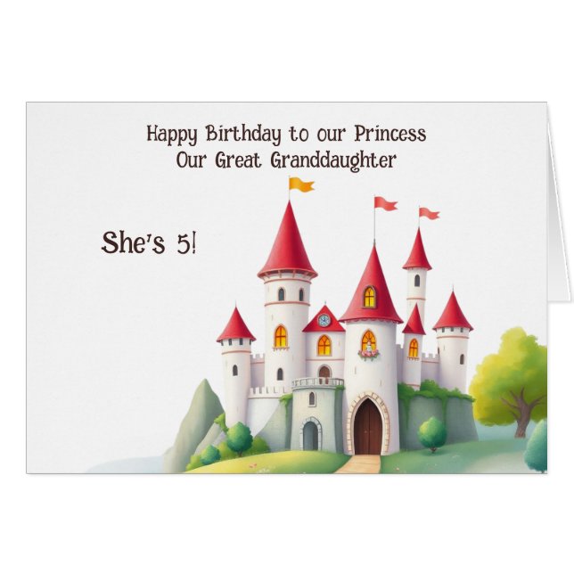 Cute Custom Princess Castle Photo Birthday Card (Front Horizontal)