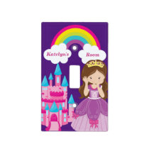 Cute Custom Princess Girl Bedroom Purple Rainbow Light Switch Cover