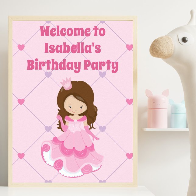 Cute Custom Princess Girls Birthday Party Poster (Creator Uploaded)