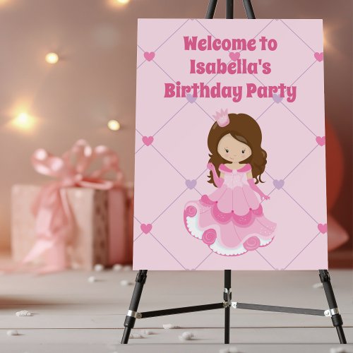 Cute Custom Princess Pink Kids Birthday Party Foam Board